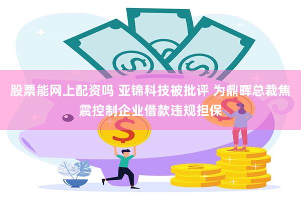股票能网上配资吗 亚锦科技被批评 为鼎晖总裁焦震控制企业借款违规担保