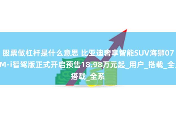 股票做杠杆是什么意思 比亚迪奢享智能SUV海狮07DM-i智驾版正式开启预售18.98万元起_用户_搭载_全系